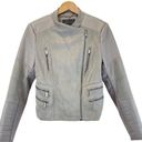 BCBGMAXAZRIA  Womens M Olympia Gray Faux Leather Moto Jacket Biker Classic Photo 0