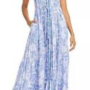 Poupette St. Barth  Nana Printed Maxi Dress Revolve Blue Begonia Size L New w/Tag Photo 0