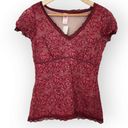 American Vintage Y2K Tapemeasure Dark Pink Lace Cami Short Sleeve V Neck Shirt XS Photo 0