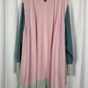 Lands'End  Two Piece Pink&Green Color Block Maxi Dress&Longline Cardigan Sz.3X Photo 5