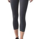 Lululemon Wunder Under Crop Legging Textured Stripe Slate Deep Coal Size 4 Black Photo 0