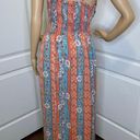 Angie NWT  Boho Knot Front Printed Maxi Dress Blue Orange Size Medium Photo 6