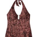 Kona Sol  Women's Brown Snake Print Halter Style Tankini Swimwear Top Size M Photo 0