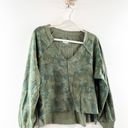 Pilcro  Reworked Popover V-Neck 100% Cotton Sweatshirt Green Camo Print Medium Photo 6