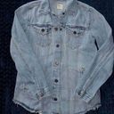 Gap  Women's Blue Denim Jacket Dark Wash Matte Distressed Size Xsmall Photo 0