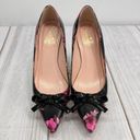 Kate Spade  Black and Pink Rose Floral Block Heel Pumps with Bow Size 6.5M Photo 1