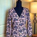 J.Crew  Size 4 Surplice Peplum Floral Top Pink Blue Spring Flowers Tailored Photo 0