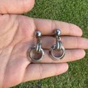 Vintage Double Hoop Silver Dangle Clip On Earrings Photo 0