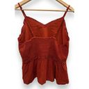 Sim & Sam  Cropped Eyelet Lace Spaghetti Strap Top Rust Red XL Ruffle Smocked Photo 1