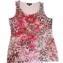 Absolutely Famous  Pink Sequined Floral Tank Top Size Large Photo 6