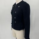 Banana Republic  Tweed Blazer Fitted Peplum Faux Button Zip Collarless Black 2P Photo 5