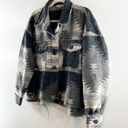 Veveret Aztec Southwestern Cutoff Shacket Shirt Jacket Gray Small Photo 9