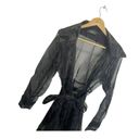 Akira  Sheer Black Tie Waist Trench Coat S Collared Fashion Photo 2