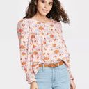 Universal Threads Universal Thread Floral Print Long Balloon Sleeve Blouse Size XL Photo 0