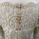 Tadashi Shoji  Tiered Lace Gown Scalloped Embroidered Dress Beige Ivory Womens 10 Photo 7