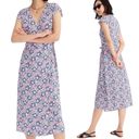 J.Crew  Fabrizia Floral Print Midi Wrap Dress Tie Waist V Neck Surplice Womens S Photo 3