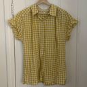 Max Studio  Plain Button Up Top Yellow Ruffles Sz M/L Photo 3