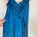 Socialite Blue Satin Flowy Midi Dress Photo 5