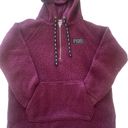 Victoria's Secret PINK Sherpa Half Zip Pullover Hoodie Jacket  Burgundy Photo 1