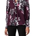 Natori  Purple Floral Neck Tie Button Down Blouse Photo 0