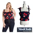 Modcloth NWT  x Collectif Peace, Love, and Pomegranates Navy Blue Tank Top size 6 Photo 1