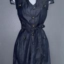 EXPRESS Navy Blue Button Down Mini Denim Style Dress Womens XS - Small 0 Photo 0