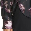  S Vince Silk Floral Long Sleeve Spread Collar Black and Purple Blouse Photo 4