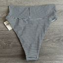 Aerie Bikini Set Triangle Top High Cut Cheeky Bottom Black White Stripe Small Photo 7