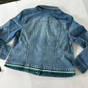 INC  Varsity-Stripe Denim Jacket, Created for Macy's Size XL Brand New Green Photo 9