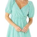 Draper James  RSVP Dress Womens XL Gingham Surplice Bubble Sleeve Peplum Green Photo 0