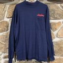 Vintage Navy Blue Embroidered Advertisement Long Sleeve Turtleneck Tee Size L Photo 0