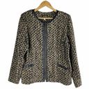 Bob Mackie  Fleece Printed Zip Jacket Black Brown Size L Photo 0