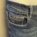 White House | Black Market  Noir Boot Leg Faded Embroidered Rhinestones Pockets- 8R Photo 4