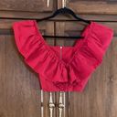 Revolve Lorane Red Ruffle Crop V Neck Top XS Photo 2