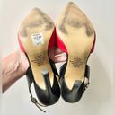 EXPRESS  Two Tone Red & Black Slingback Pointed Stiletto Pump Heels Size 7 Photo 5