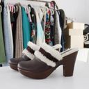 Tommy Hilfiger Merry Vintage Y2K Leather Faux Fur Trim Platform Clogs Photo 1