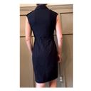 Calvin Klein  Navy Blue Gold Button Sleeveless Crepe Sheath Dress Size 2 Photo 13