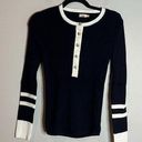 Faherty  Mikki Organic Cotton & Cashmere Henley Sweater in Navy Blue Photo 0