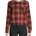 No Boundaries Juniors Cinched Waist Red Plaid Hoodie Photo 6