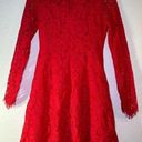 DO+BE NWT  Large Red Hot Lace Holiday Mini Dress Long Sleeve Size M Photo 0