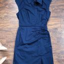 Milly  • Maxwell Ruched Poplin Shirtdress navy cap sleeve sheath dress fitted Photo 0