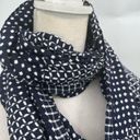 Edge Trenery Polka Dot Navy And White Fringe  Women’s Casual Soft Artsy Scarf Photo 0