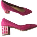 Brian Atwood Pink Block Lattice Gold Suede Pumps Size 6 Barbiecore Photo 0