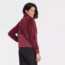 All In Motion  - Women's Snap Front Cozy Sherpa Pullover Sweatshirt Burgundy S Photo 1