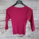 August Silk  Barbie Pink Ribbed Keyhole 3/4 Sleeve Women's Blouse Size Large Photo 6