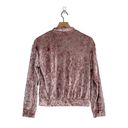 Mosaic & Co  Full Zip Pink Rose Velvet Bomber Jacket Size Medium NWT Photo 1