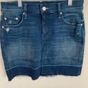 MOTHER Denim  Undone Hem Mini Skirt in Dark Graffiti Size 26 Blue Photo 2