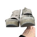 Eileen Fisher  Draw Open Toe Suede Platform Leather Wedge Sandal in Gray Size 7 Photo 4