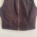 YOU BABES Vintage 90s Y2K Dark Brown Front Full Zip Sleeveless Cropped Tank Top Size M Photo 3