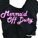 One Piece "Mermaid Off Duty"  Swimsuit - black w pink & tie up back Small S Photo 1